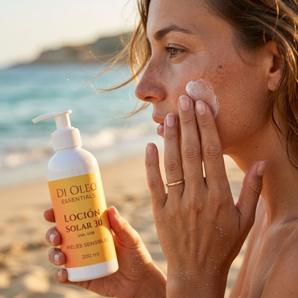 loción solar 30 pieles sensibles aplicar